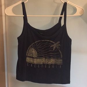 Navy Blue “California” Cropped Tank Top